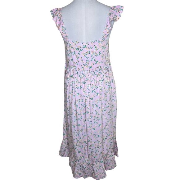 Sokie Collective The Summer Flutter Dress Small Lavender Floral Midi Ruffle New - Picture 5 of 12